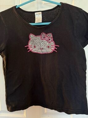Sanrio Girls' Black Hello Kitty  Gel Dots Tee - Pink & White Accent
